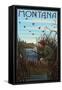 Montana - Hunter and Lake-Lantern Press-Framed Stretched Canvas