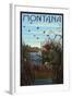 Montana - Hunter and Lake-Lantern Press-Framed Art Print