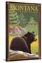 Montana, Last Best Place, Black Bear in Forest-Lantern Press-Stretched Canvas