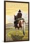 Montana, Last Best Place, Cowboy on Horseback-Lantern Press-Framed Art Print