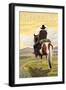 Montana, Last Best Place, Cowboy on Horseback-Lantern Press-Framed Art Print