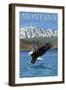 Montana, Last Best Place, Eagle Fishing-Lantern Press-Framed Art Print