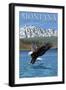 Montana, Last Best Place, Eagle Fishing-Lantern Press-Framed Art Print