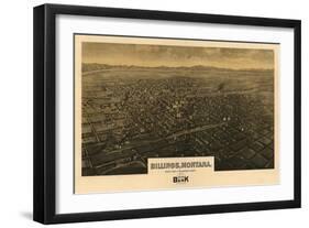 Montana - Panoramic Map of Billings-Lantern Press-Framed Art Print