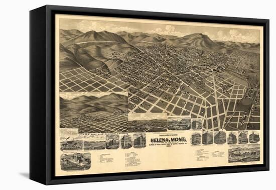 Montana - Panoramic Map of Helena No. 3-Lantern Press-Framed Stretched Canvas