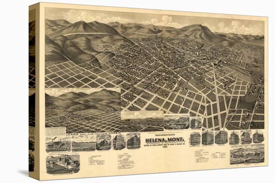 Montana - Panoramic Map of Helena No. 3-Lantern Press-Stretched Canvas