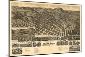 Montana - Panoramic Map of Helena No. 3-Lantern Press-Mounted Art Print