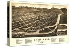 Montana - Panoramic Map of Missoula No. 1-Lantern Press-Stretched Canvas