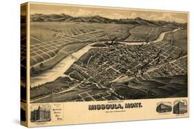 Montana - Panoramic Map of Missoula No. 2-Lantern Press-Stretched Canvas