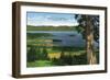 Montana - Panoramic View of Flathead Lake in the Flathead National Forest, c.1922-Lantern Press-Framed Art Print