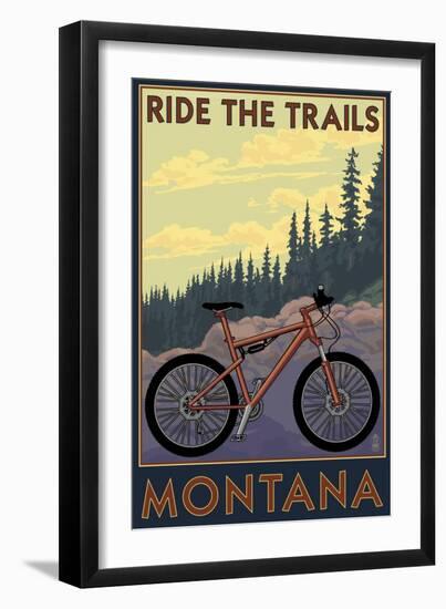 Montana - Ride the Trails-Lantern Press-Framed Art Print