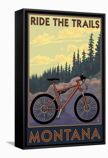 Montana - Ride the Trails-Lantern Press-Framed Stretched Canvas