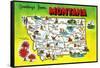 Montana - Roadmap of the State, Greetings From-Lantern Press-Framed Stretched Canvas