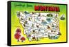 Montana - Roadmap of the State, Greetings From-Lantern Press-Framed Stretched Canvas