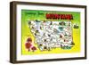 Montana - Roadmap of the State, Greetings From-Lantern Press-Framed Art Print