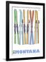 Montana, Skis in the Snow-Lantern Press-Framed Art Print