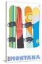 Montana, Snowboards in the Snow-Lantern Press-Stretched Canvas