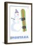 Montana, Snowman with Snowboard-Lantern Press-Framed Art Print