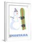 Montana, Snowman with Snowboard-Lantern Press-Framed Art Print