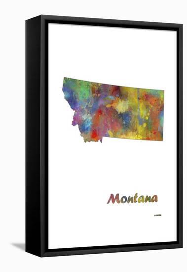 Montana State Map 1-Marlene Watson-Framed Stretched Canvas