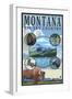 Montana State Scenes - Lantern Press Original Poster-Lantern Press-Framed Art Print