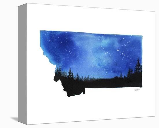 Montana State Watercolor-Jessica Durrant-Stretched Canvas