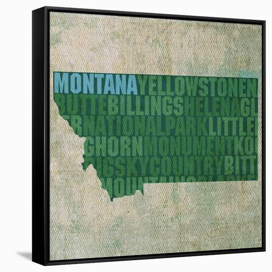 Montana State Words-David Bowman-Framed Stretched Canvas