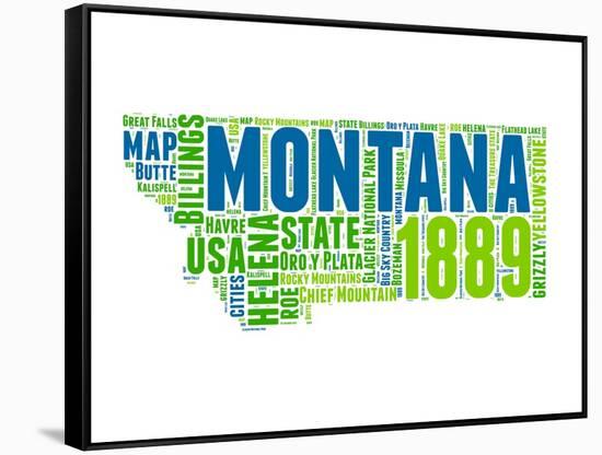 Montana Word Cloud Map-NaxArt-Framed Stretched Canvas