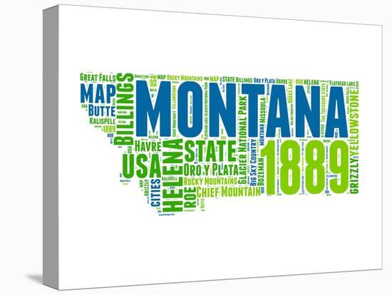 Montana Word Cloud Map-NaxArt-Stretched Canvas