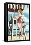 Montauk, New York - Pinup Girl Lifeguard-Lantern Press-Framed Stretched Canvas