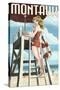 Montauk, New York - Pinup Girl Lifeguard-Lantern Press-Stretched Canvas