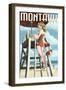 Montauk, New York - Pinup Girl Lifeguard-Lantern Press-Framed Art Print
