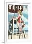 Montauk, New York - Pinup Girl Lifeguard-Lantern Press-Framed Art Print