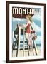 Montauk, New York - Pinup Girl Lifeguard-Lantern Press-Framed Art Print