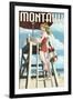 Montauk, New York - Pinup Girl Lifeguard-Lantern Press-Framed Art Print