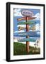 Montauk, New York - Sign Destinations-Lantern Press-Framed Art Print