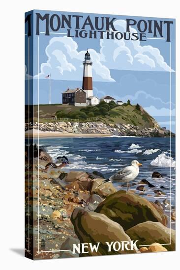 Montauk Point Lighthouse - New York-Lantern Press-Stretched Canvas