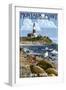 Montauk Point Lighthouse - New York-Lantern Press-Framed Art Print