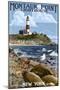 Montauk Point Lighthouse - New York-Lantern Press-Mounted Art Print