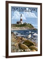 Montauk Point Lighthouse - New York-Lantern Press-Framed Art Print