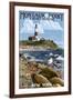 Montauk Point Lighthouse - New York-Lantern Press-Framed Art Print