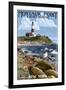 Montauk Point Lighthouse - New York-Lantern Press-Framed Art Print