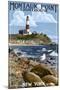 Montauk Point Lighthouse - New York-Lantern Press-Mounted Art Print