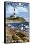 Montauk Point Lighthouse - New York-Lantern Press-Framed Stretched Canvas