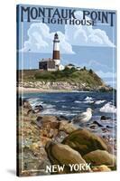 Montauk Point Lighthouse - New York-Lantern Press-Stretched Canvas