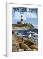 Montauk Point Lighthouse - New York-Lantern Press-Framed Art Print