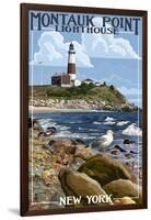 Montauk Point Lighthouse - New York-Lantern Press-Framed Art Print