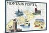 Montauk Point - Nautical Chart-Lantern Press-Mounted Art Print