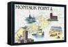 Montauk Point - Nautical Chart-Lantern Press-Framed Stretched Canvas