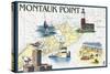 Montauk Point - Nautical Chart-Lantern Press-Stretched Canvas